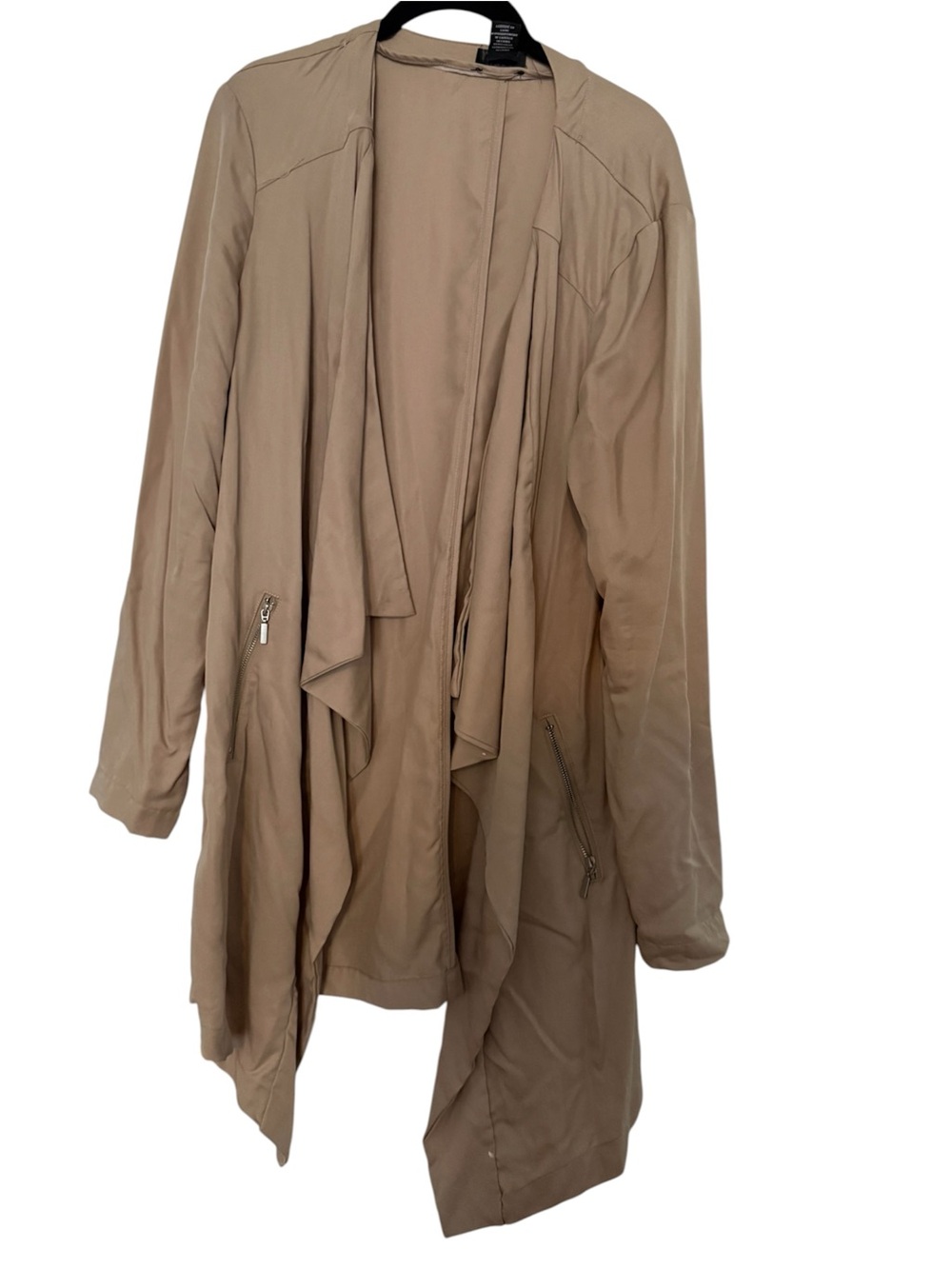 Nicole Miller Taupe Draped Trench Coat
